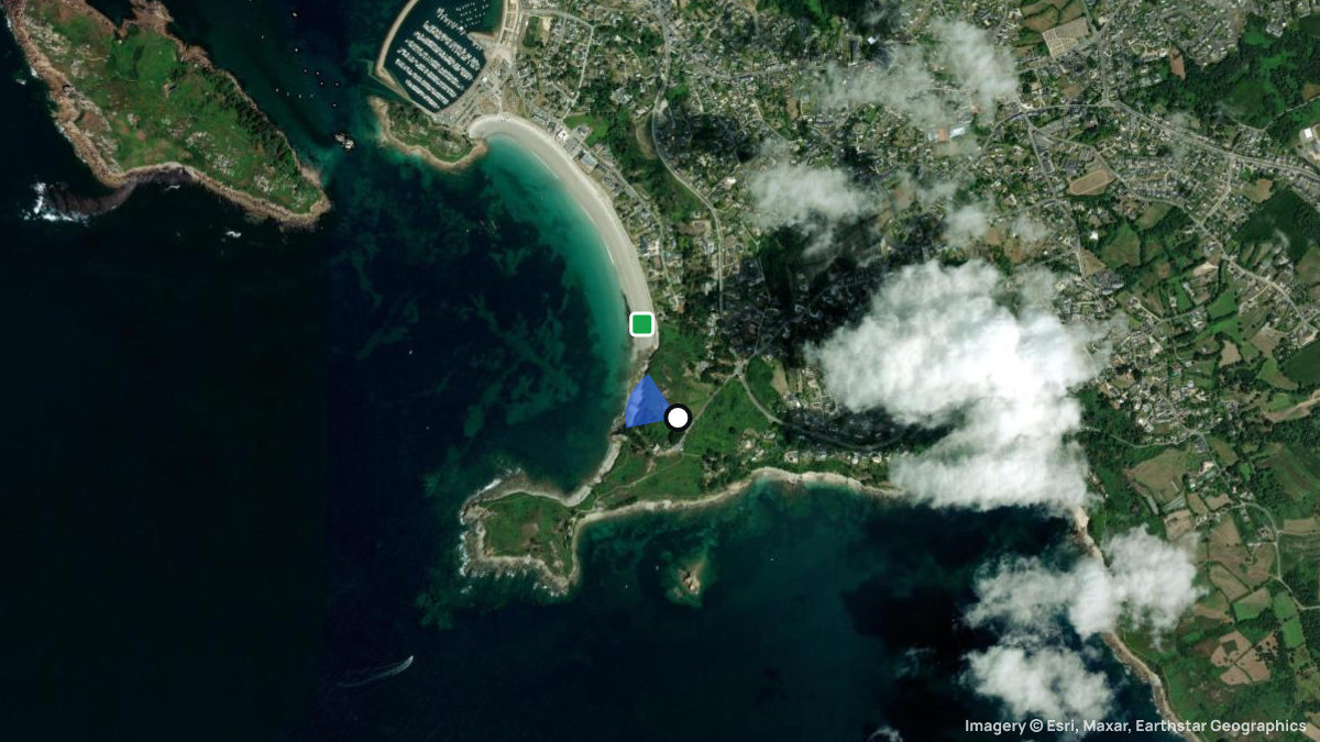 Satellitenkarte von Pointe de Bihit mit Start- und Landeplätzen