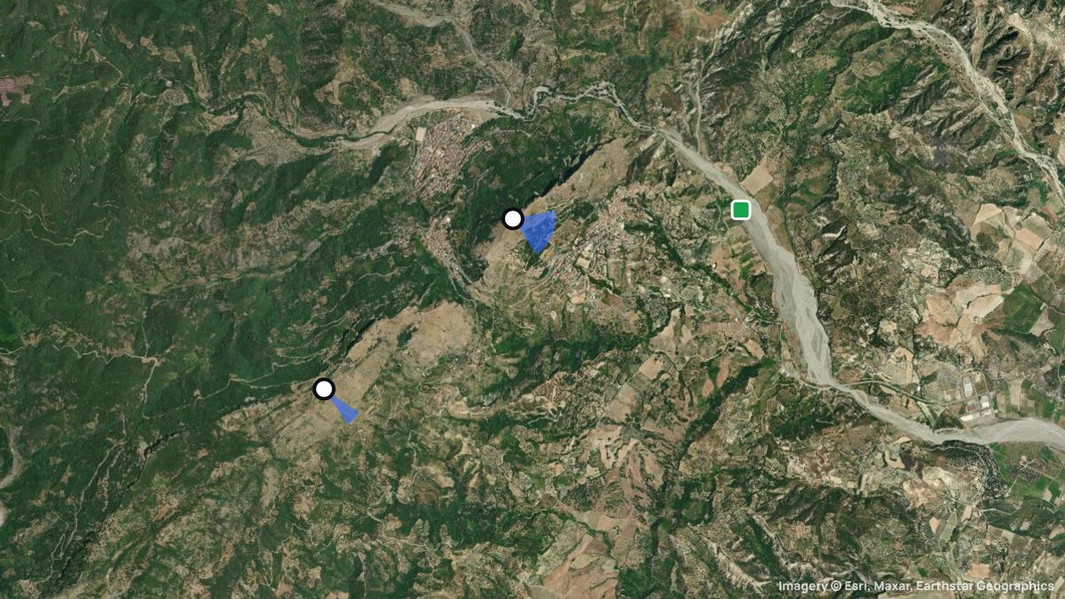 Satellite map of Monte Stella with its launches and landings