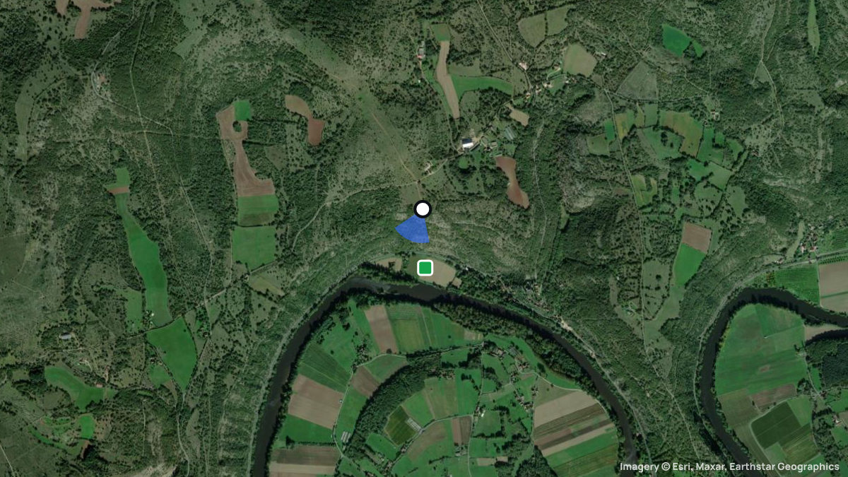 Satellite map of Montbrun with its launches and landings
