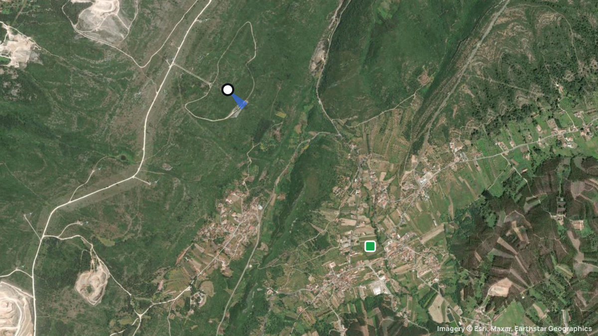 Satellite map of Alcobertas with its launches and landings