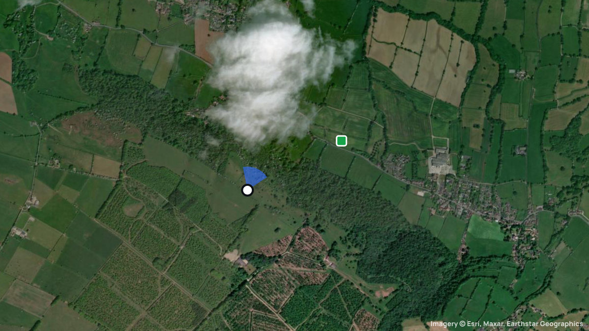 Satellitenkarte von Ubley mit Start- und Landeplätzen