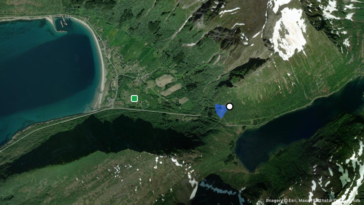 Satellite map of Storvikskaret with its launches and landings
