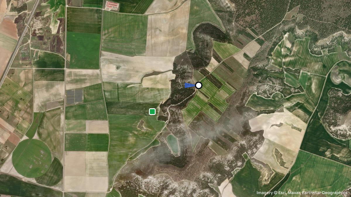 Satellite map of Valoria la Buena with its launches and landings