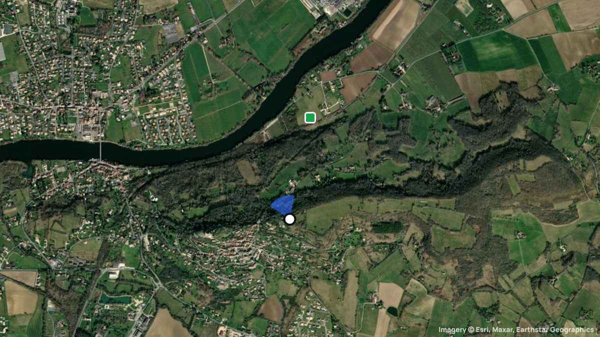 Satellite map of Penne D'Agenais with its launches and landings