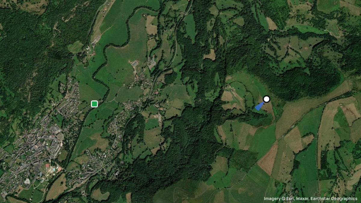 Satellite map of Bruget with its launches and landings
