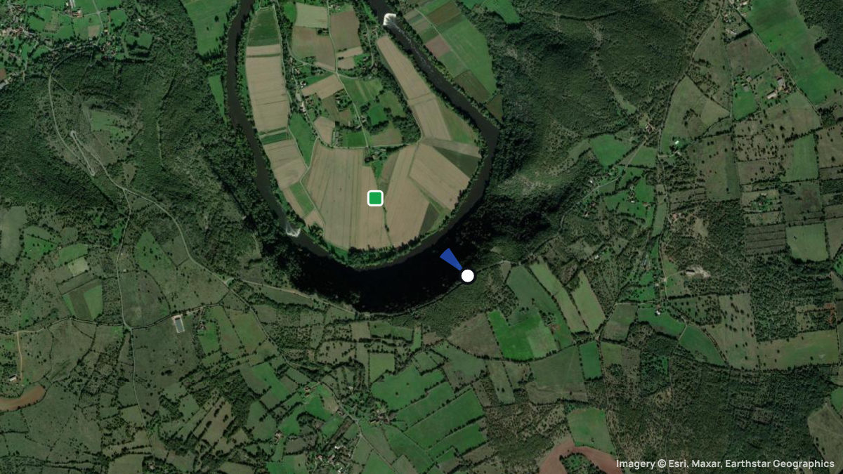 Satellitenkarte von Saut de la Mounine mit Start- und Landeplätzen