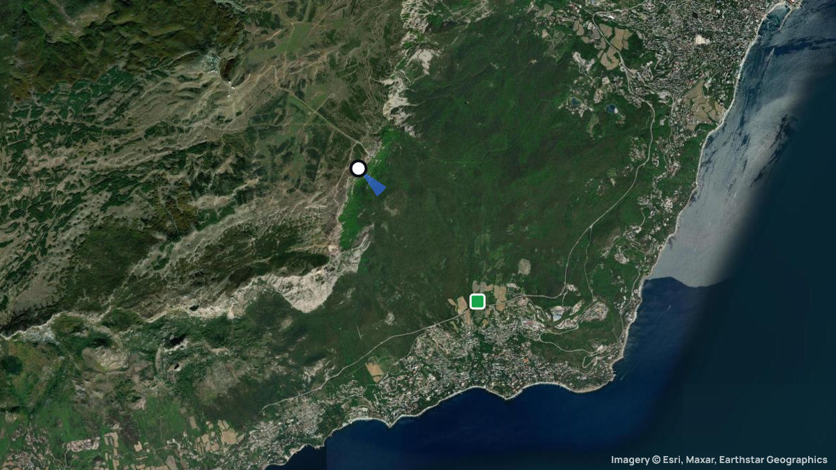 Satellite map of Ai-Petri with its launches and landings