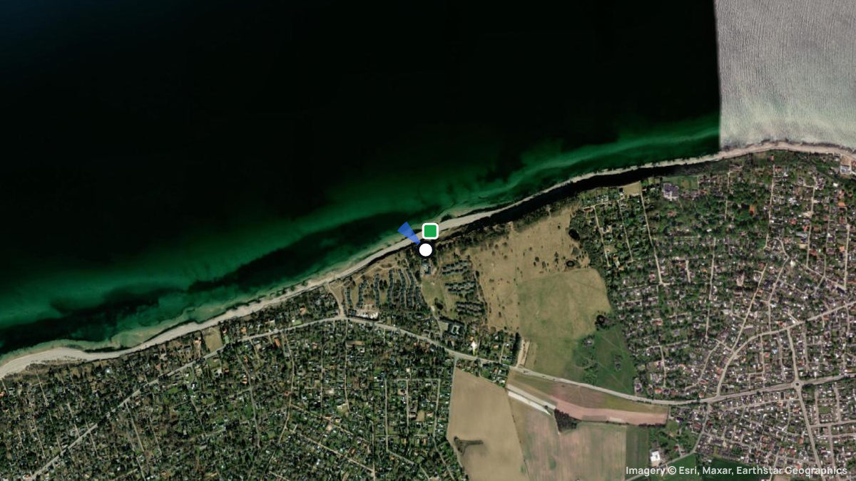 Satellite map of Gilbjerg with its launches and landings