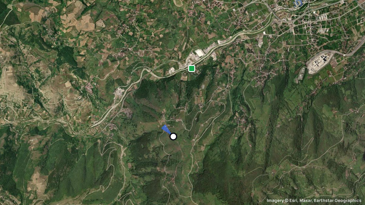 Satellite map of Gültepe with its launches and landings