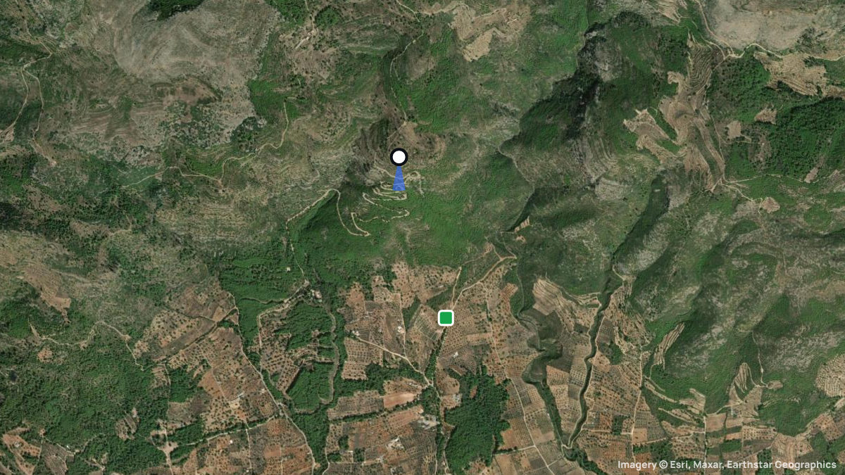 Satellitenkarte von Figueroles mit Start- und Landeplätzen
