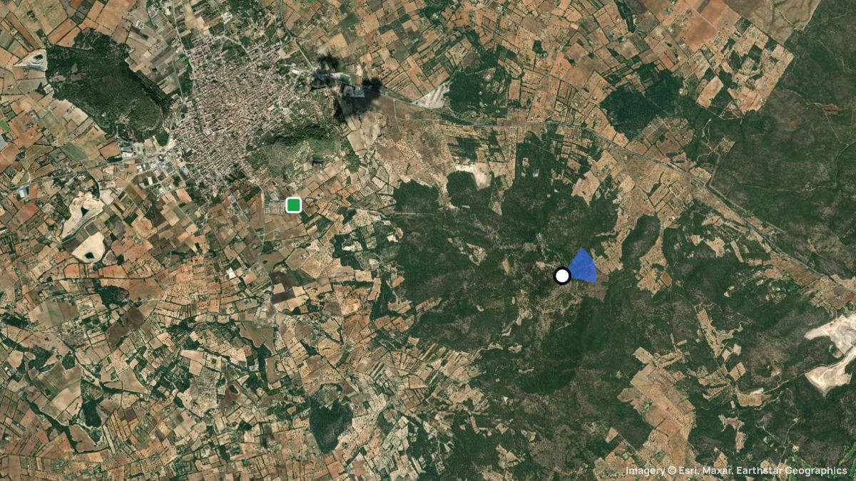 Satellitenkarte von Puig de Sant Salvador mit Start- und Landeplätzen
