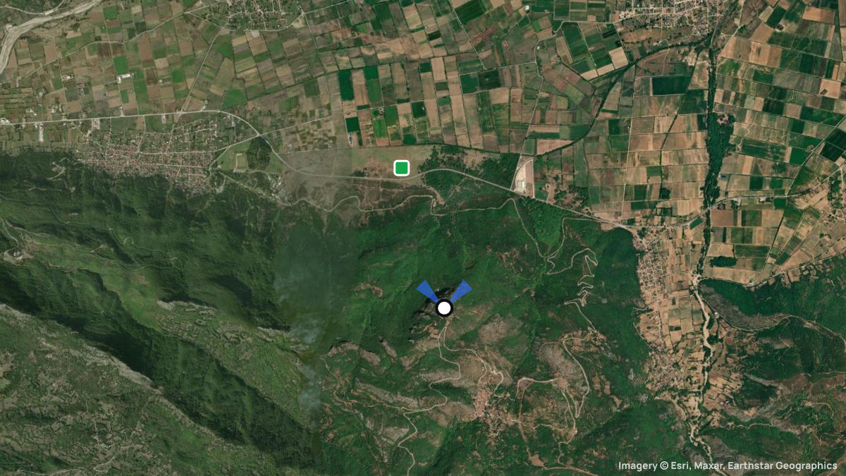 Satellite map of Ellinopirgos with its launches and landings