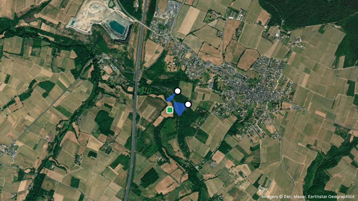Satellite map of Beaulieu-sur-Layon with its launches and landings