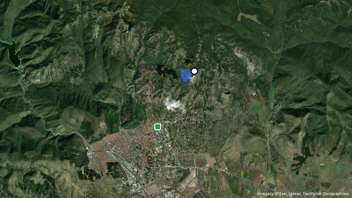 Satellite map of Sliven with its launches and landings