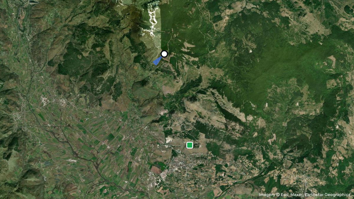 Satellite map of Monte Volturino with its launches and landings