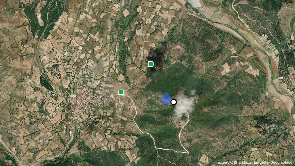 Satellite map of Türken Tepe with its launches and landings