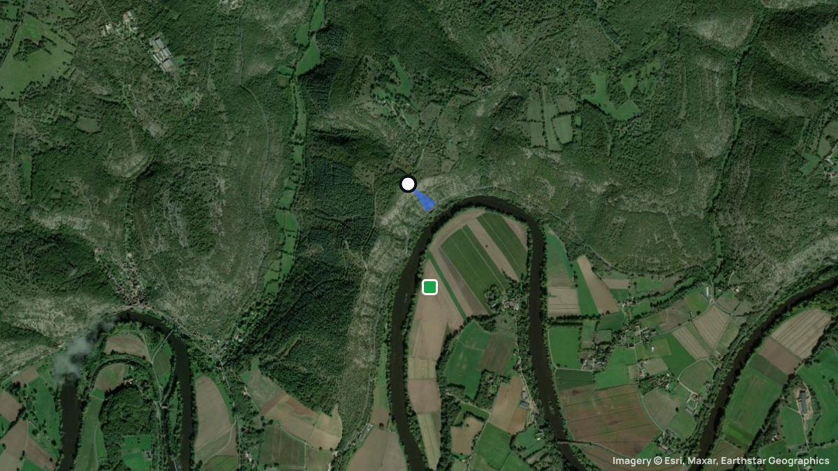 Satellitenkarte von Dreuilh mit Start- und Landeplätzen