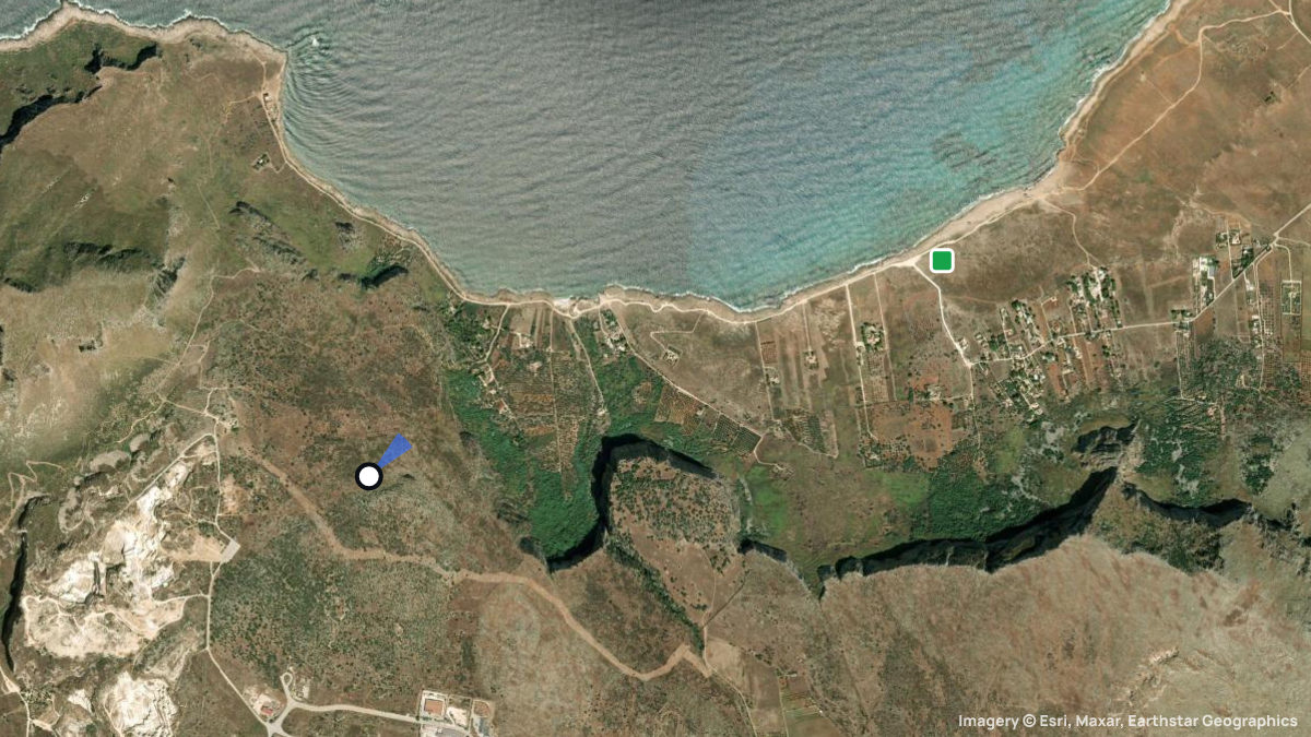 Satellite map of Monte Cofano with its launches and landings