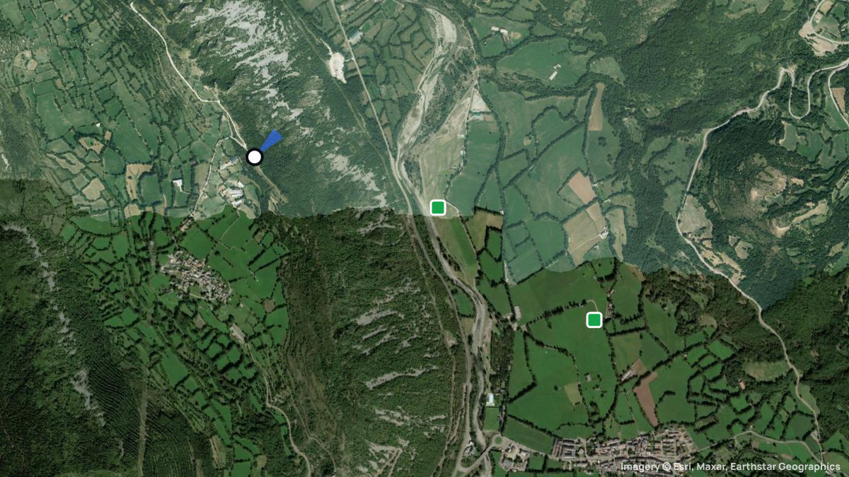 Satellite map of Abedules with its launches and landings