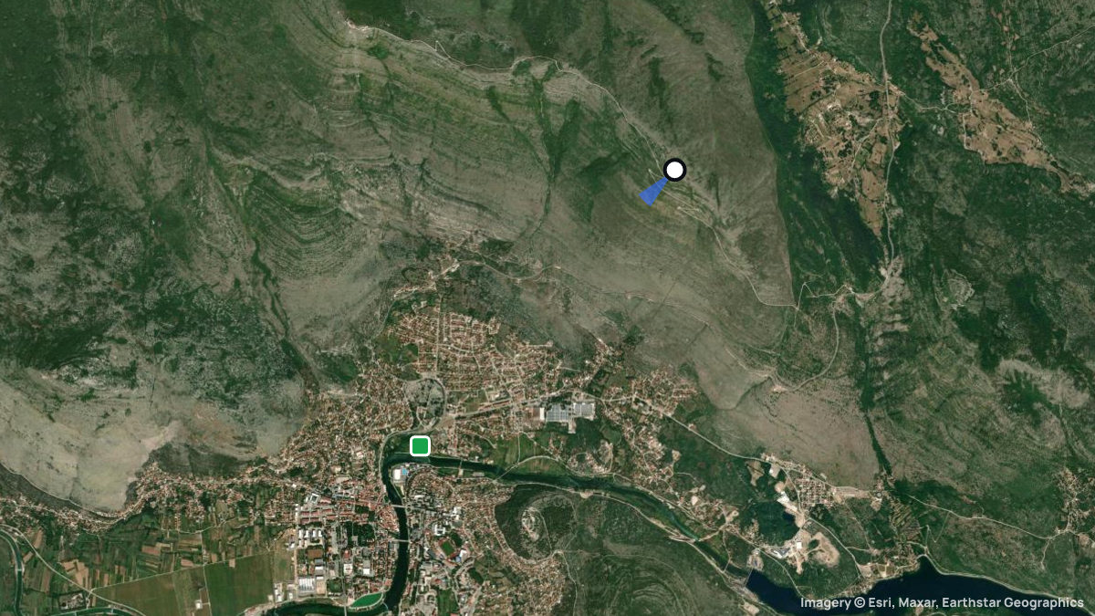 Satellite map of Gljiva with its launches and landings