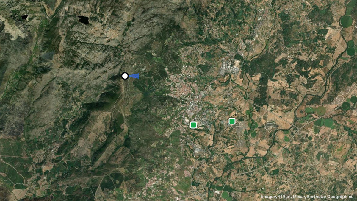 Satellite map of Covilha with its launches and landings