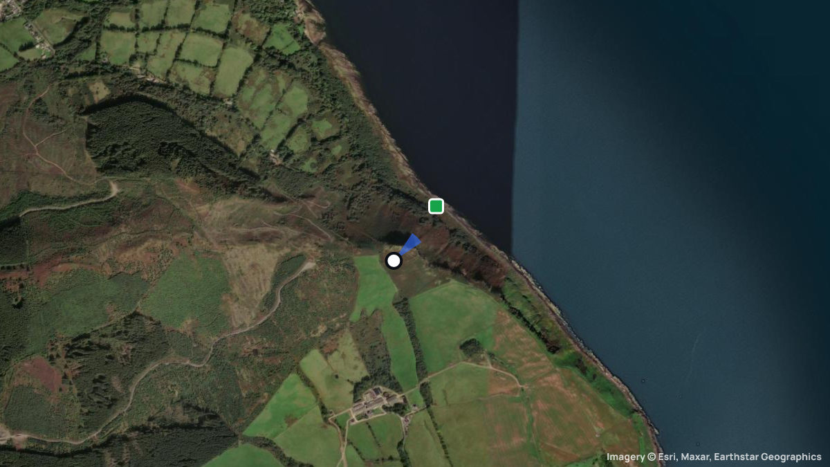 Satellite map of Dun Fionn with its launches and landings