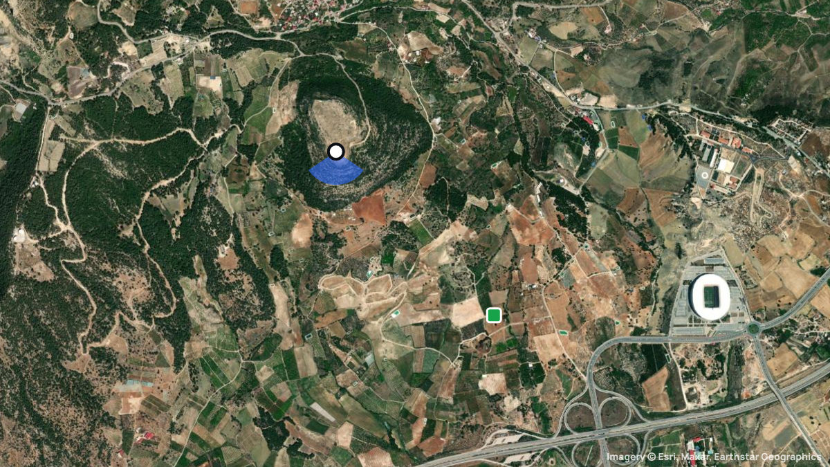 Satellite map of Gelincik Tepesi with its launches and landings