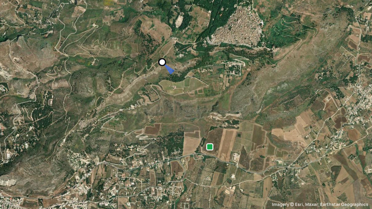 Satellitenkarte von Erice mit Start- und Landeplätzen