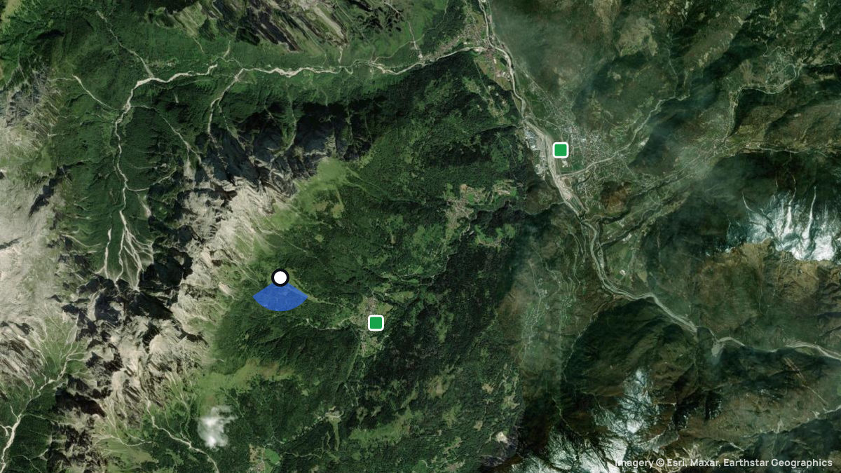 Satellitenkarte von Malga Losch mit Start- und Landeplätzen