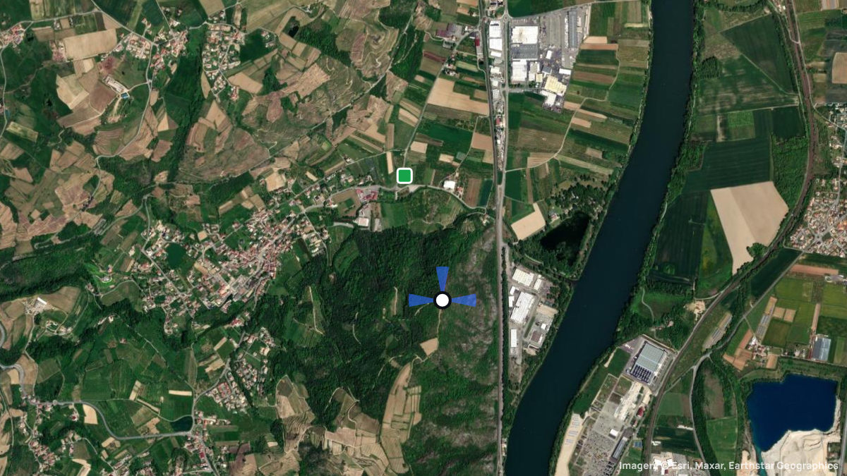 Satellitenkarte von St. Desirat mit Start- und Landeplätzen