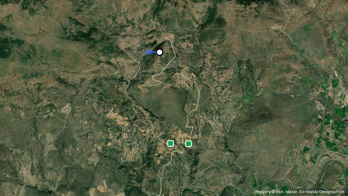 Satellite map of Yelli Tepe with its launches and landings