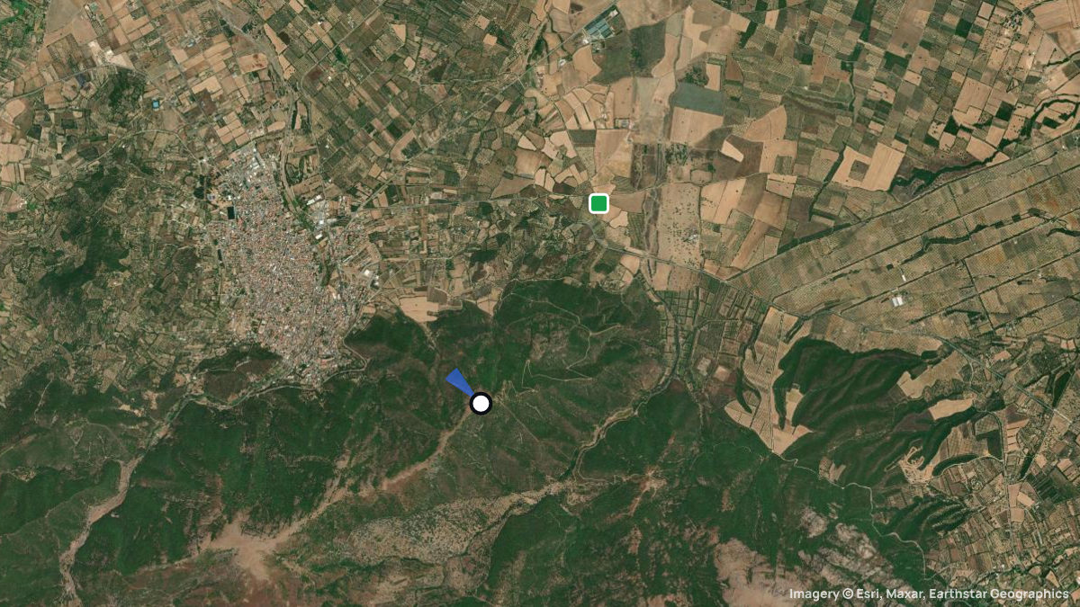 Satellite map of Gonnesfaradiga with its launches and landings