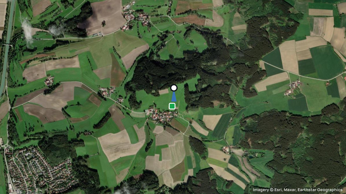 Satellitenkarte von Hinterholzhausen mit Start- und Landeplätzen