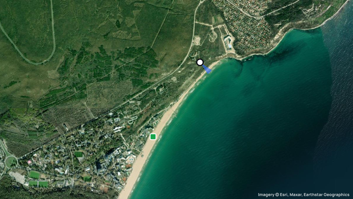 Satellite map of Albena with its launches and landings