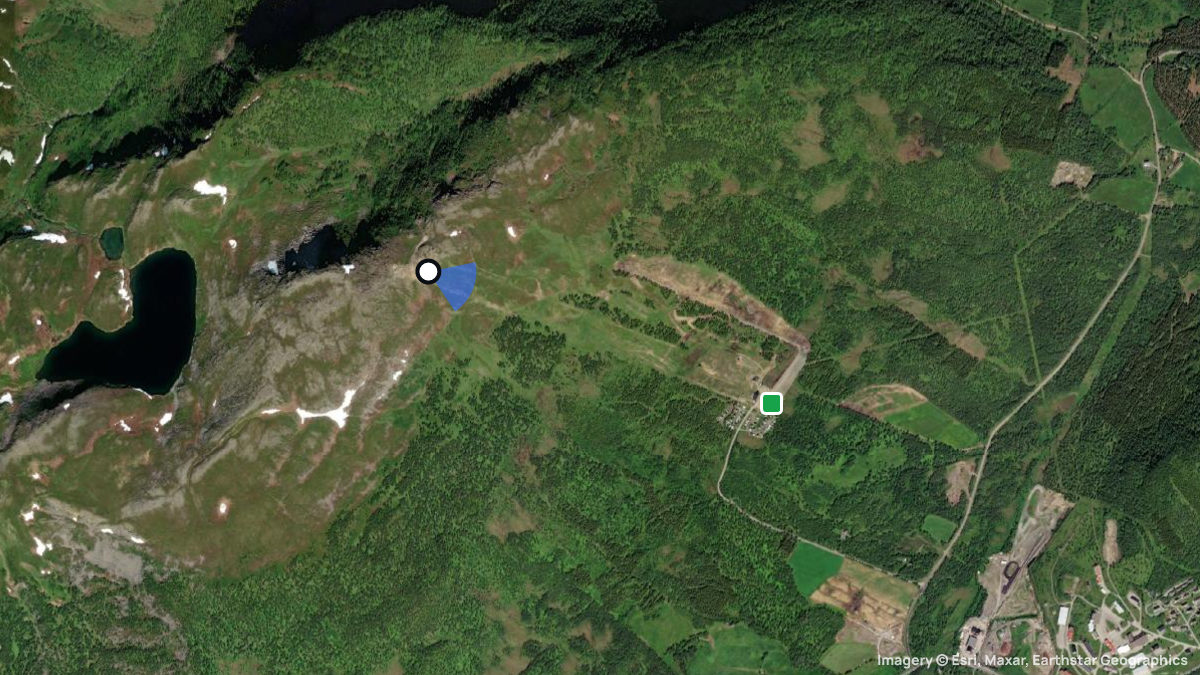 Satellitenkarte von Sollifjellet mit Start- und Landeplätzen