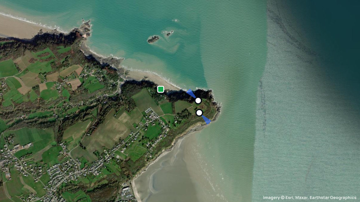 Satellite map of Pointe du Rosellier with its launches and landings