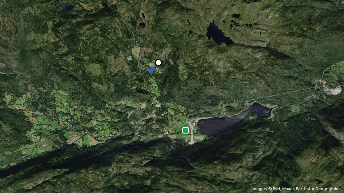 Satellite map of Hjartdal with its launches and landings