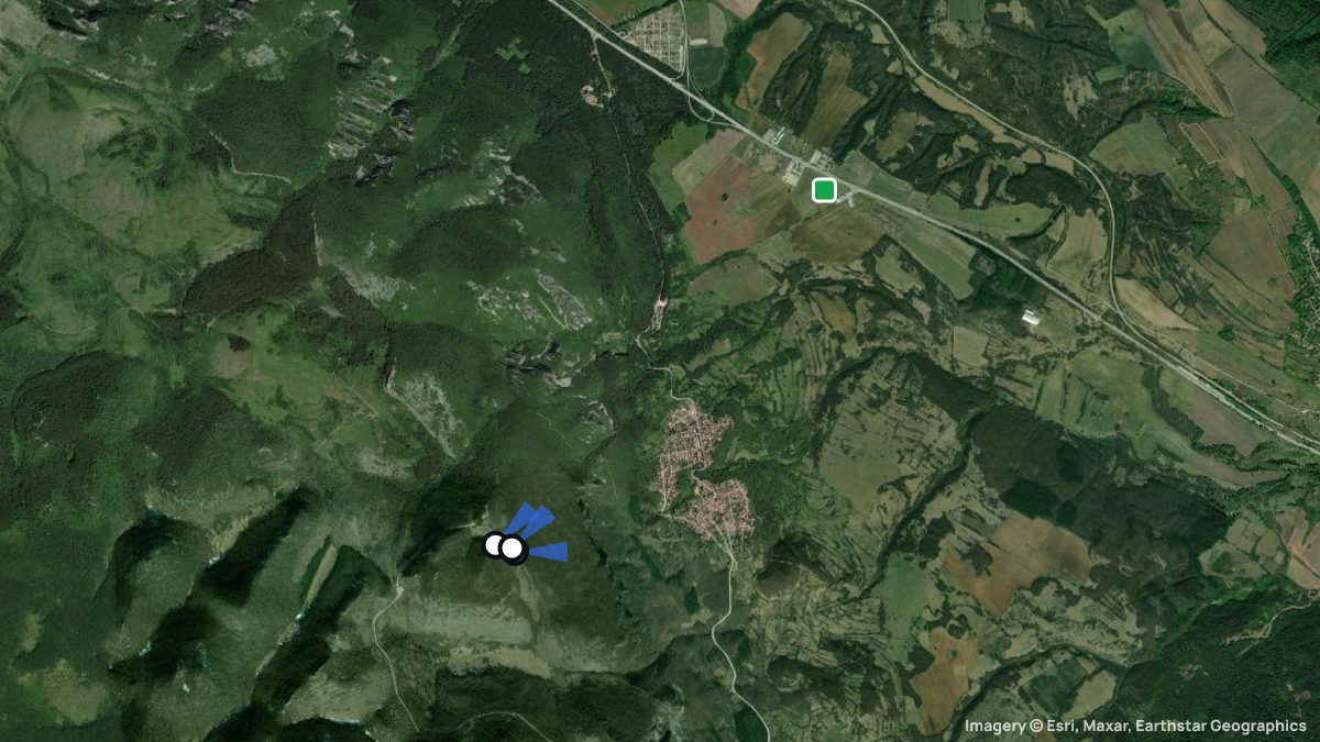 Satellite map of Okalchica with its launches and landings