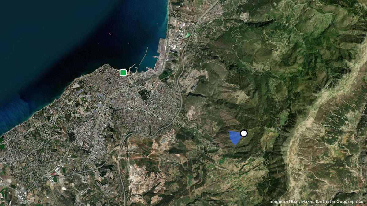 Satellite map of Iskenderun with its launches and landings