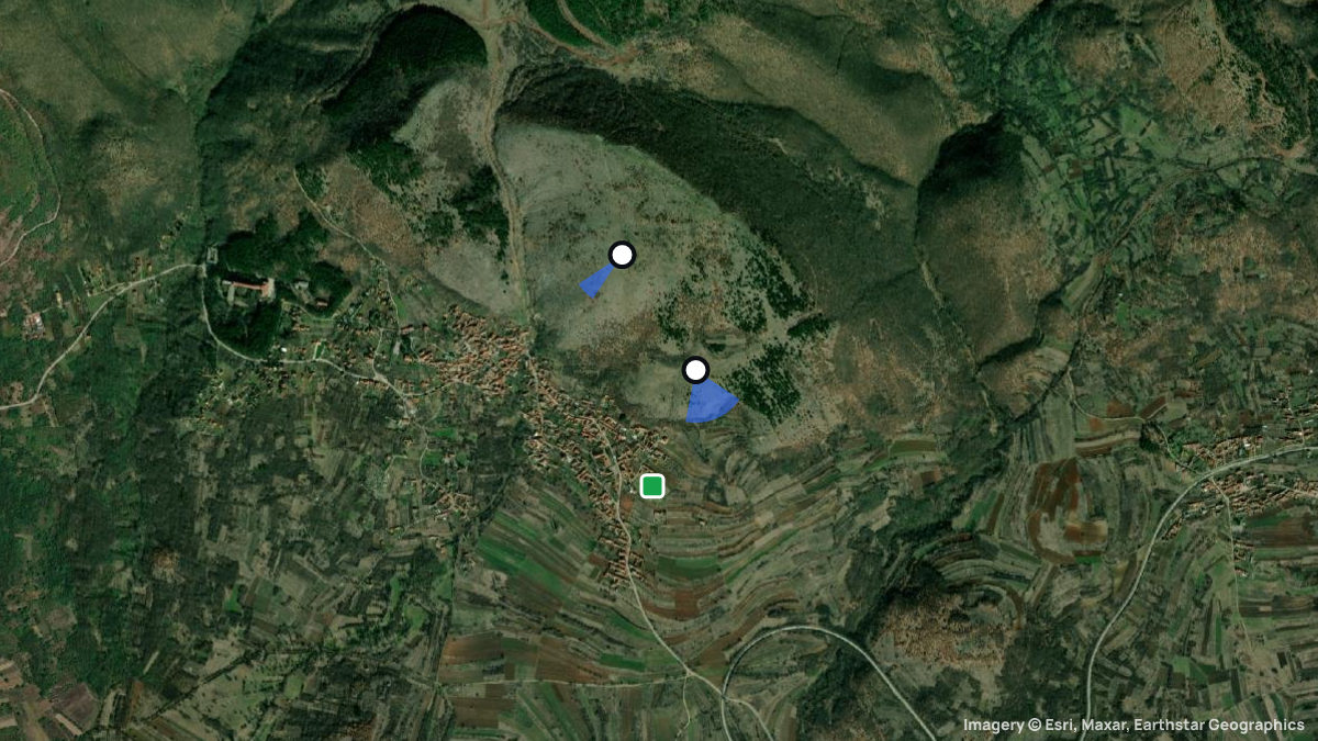 Satellite map of Knez Selo with its launches and landings