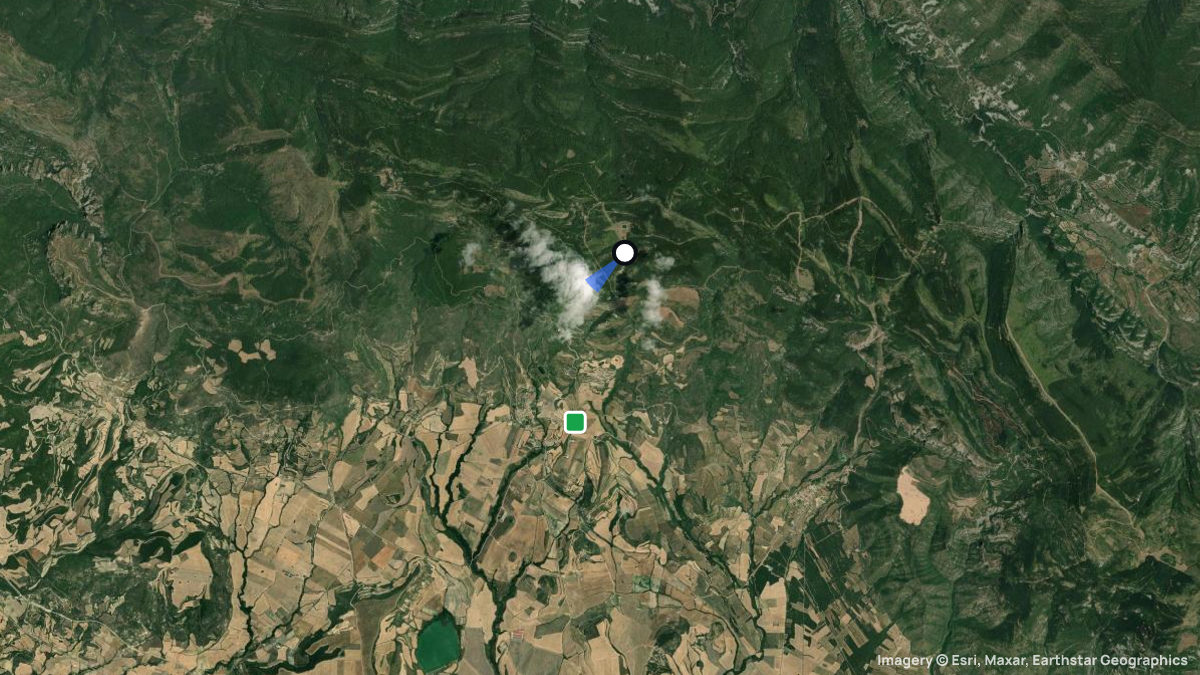 Satellite map of Castillo de Loarre with its launches and landings