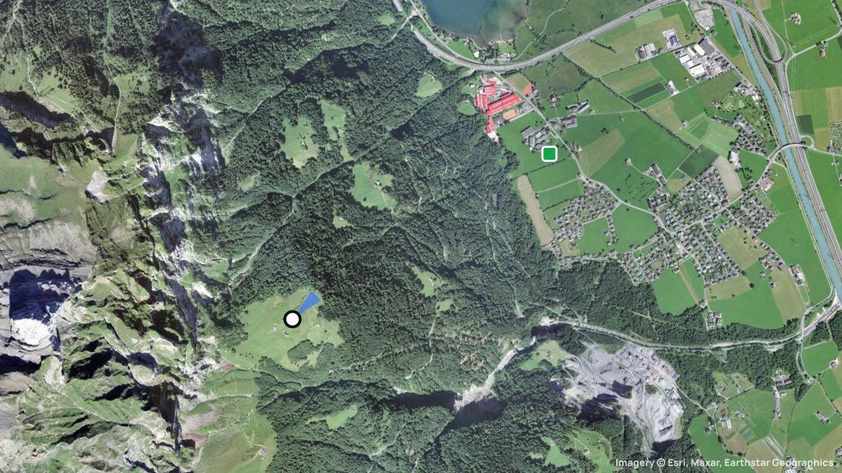 Satellitenkarte von Gitschenberg mit Start- und Landeplätzen