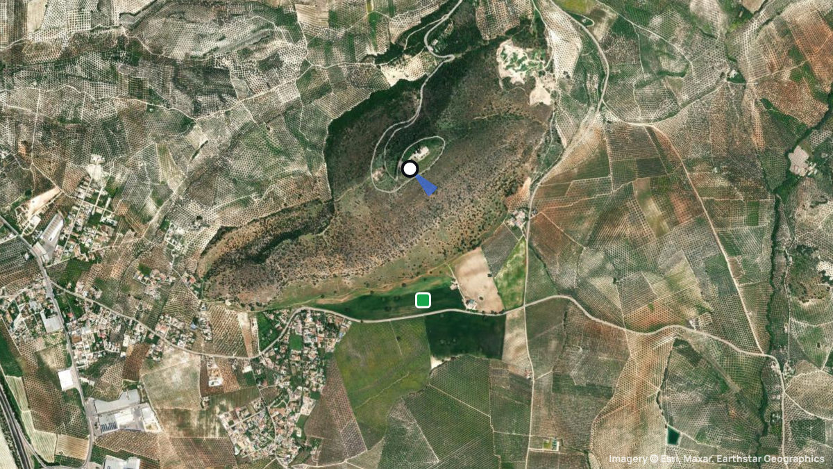 Satellite map of Lucena with its launches and landings