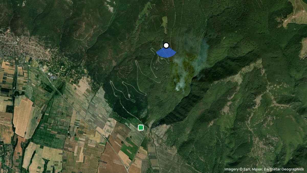 Satellite map of Buzludzha with its launches and landings