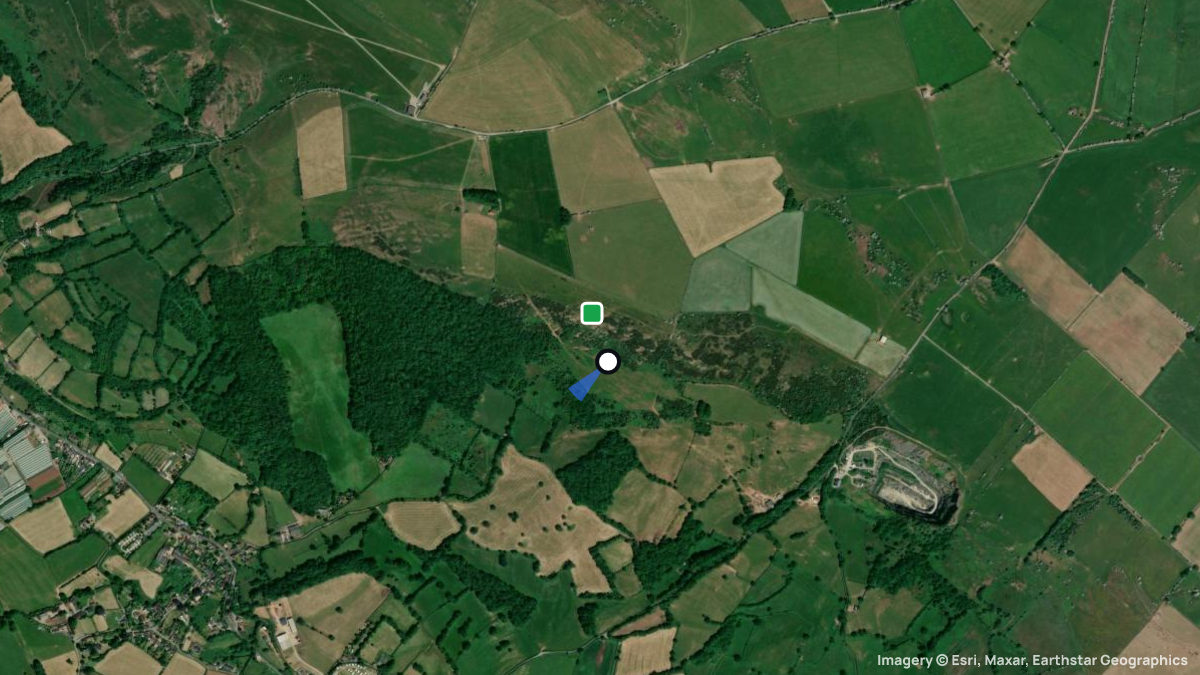 Satellitenkarte von Draycott mit Start- und Landeplätzen