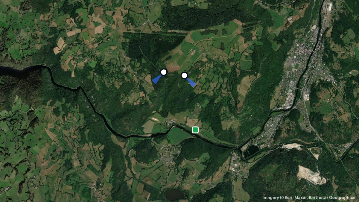 Satellite map of Puy de Bort with its launches and landings