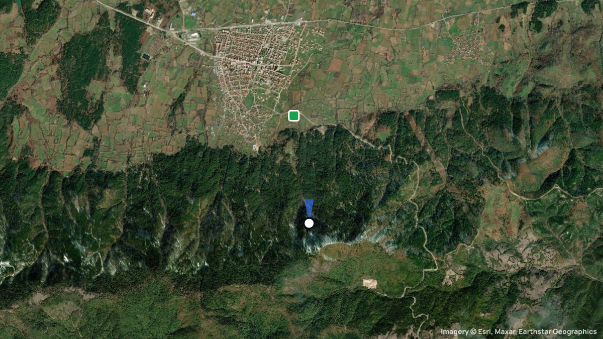 Satellitenkarte von Yenice mit Start- und Landeplätzen