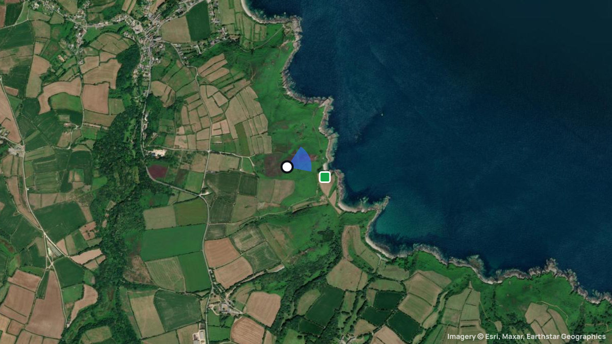 Satellite map of Omonville-la-Rogue with its launches and landings