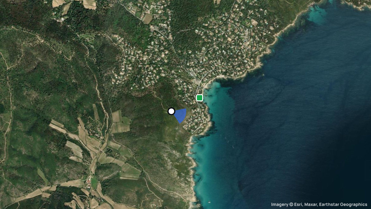 Satellite map of L'Escalet with its launches and landings