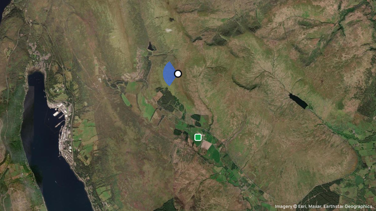Satellite map of Glen Fruin with its launches and landings
